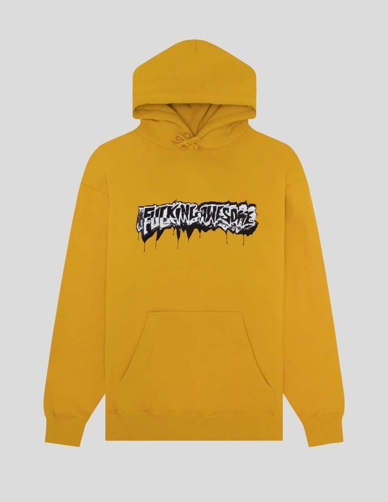 Suadera FUCK AWESOME dill cut up logo hoodie mustard
